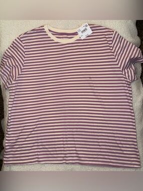 American Eagle Outfitters NWT Women’s XL Purple Cream Striped Crew Neck Tee